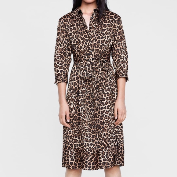 zara animal print midi dress